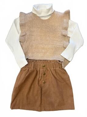 NEW MOLLY BRACKEN girl's sleeveless ruffle sweater in beige